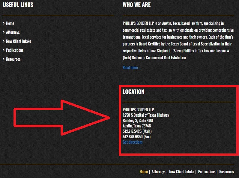 example of footer with business name example